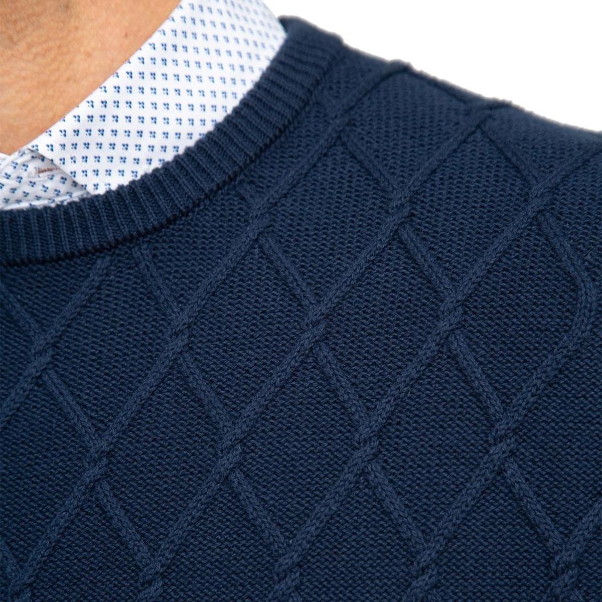 VANDINE - Sweaters Vandine Escote Redondo Azul con Rombos VANDINE