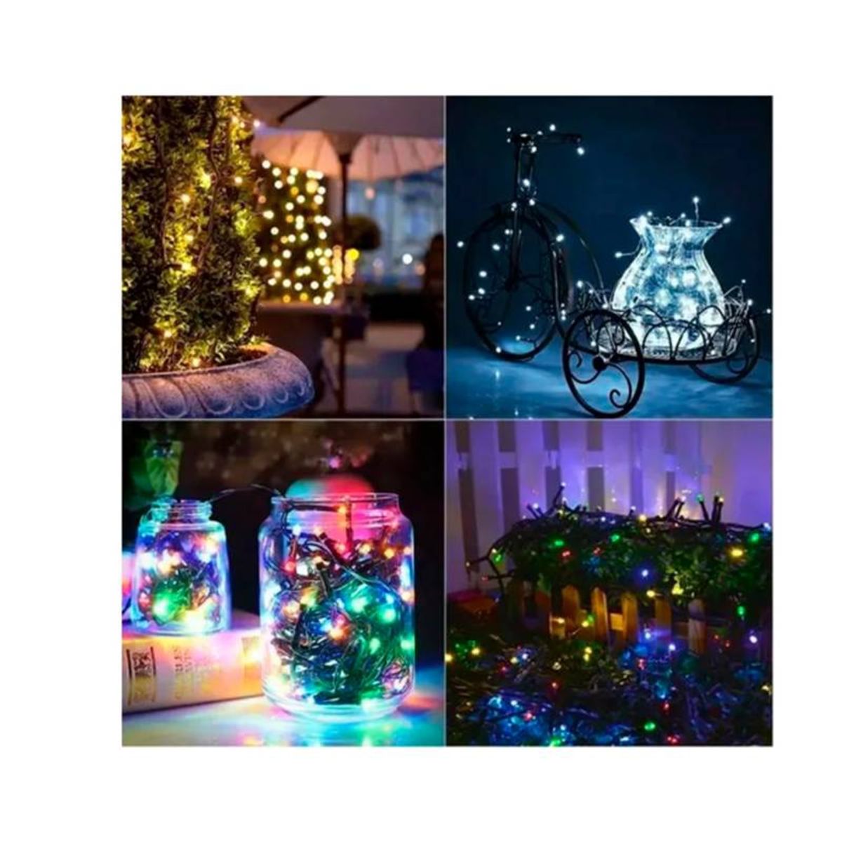 GENERICO - Luces Solares de Navidad 10 Metros 100 Led 4 Colores