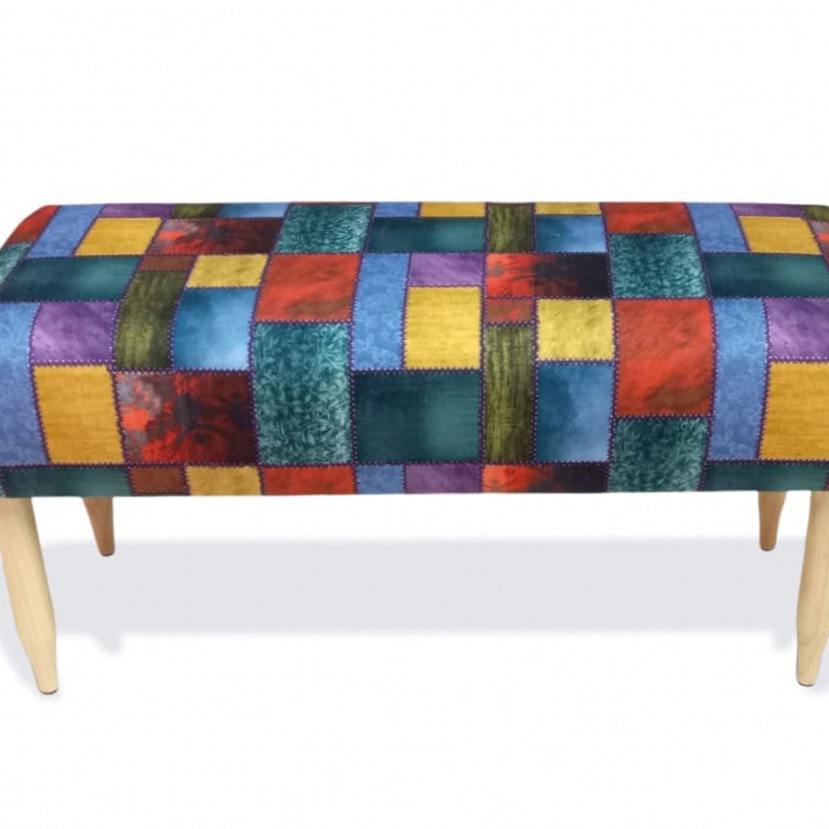 ZIELMIX - Banqueta Zielmix patchwork multicolor 100 x 40 x 50 cm.