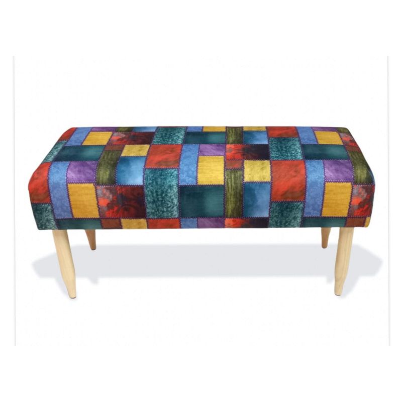 ZIELMIX - Banqueta Zielmix patchwork multicolor 100 x 40 x 50 cm.