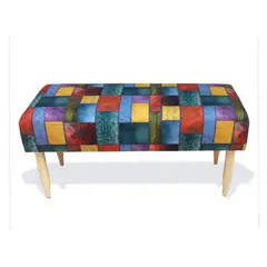 ZIELMIX - Banqueta patchwork multicolor 100 x 40 x 50 cm.