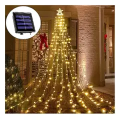 GENERICO - Árbol Navidad Guirnalda Solar Estrella cascada Luz Calidas 25Mts