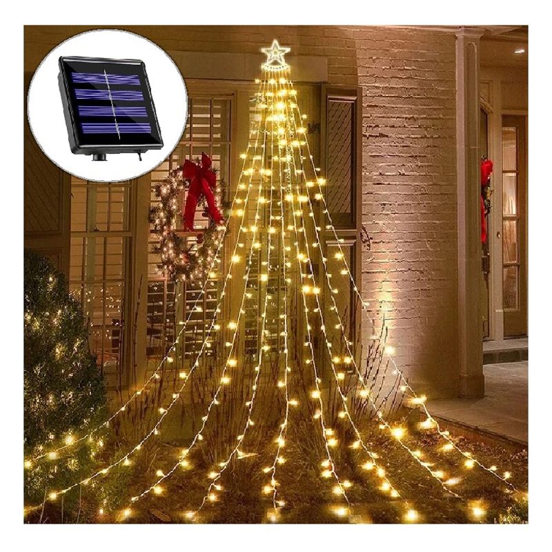 GENERICO - Luz Solar Cascada Guirnalda Estrella Árbol Navidad Calidas