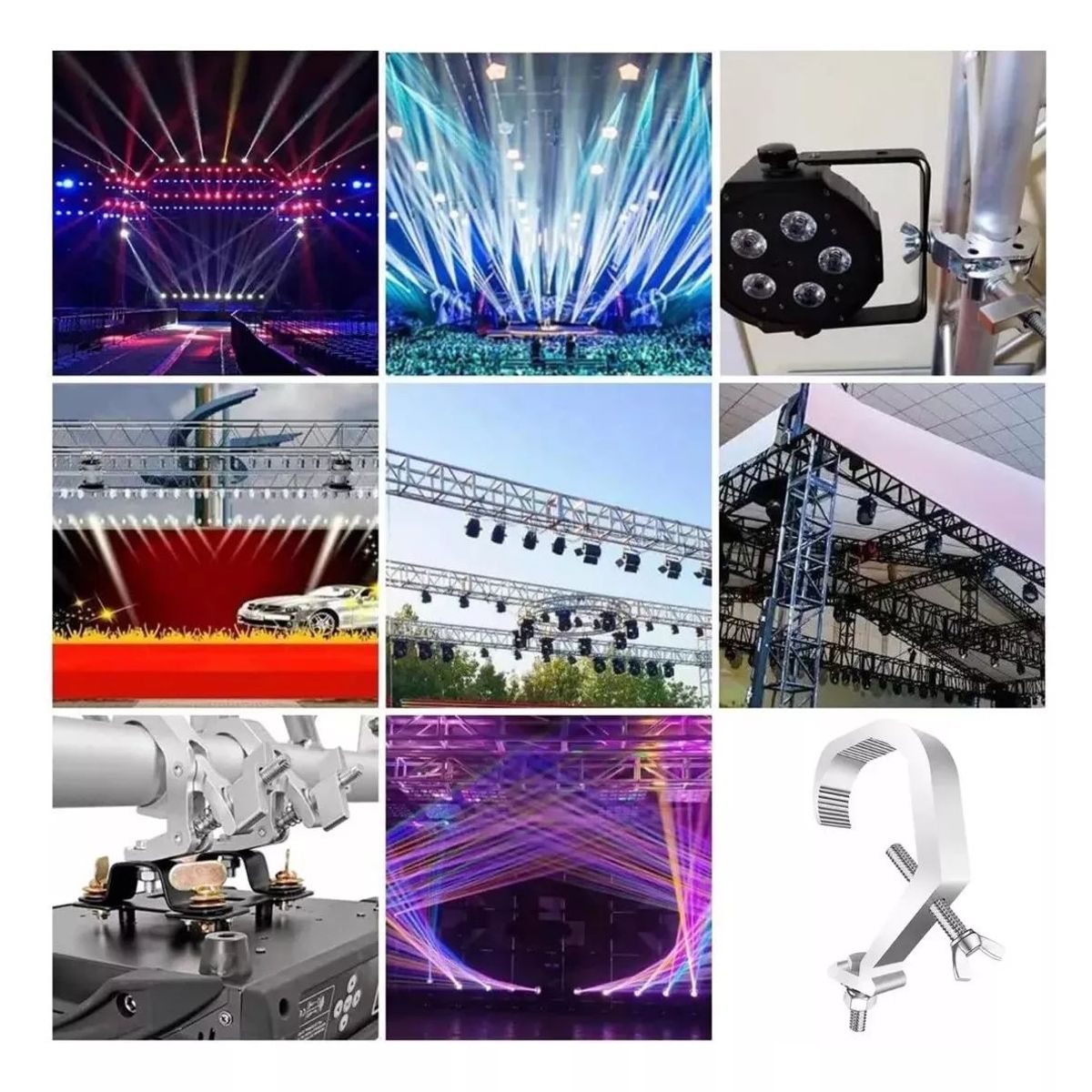 KUANGYE - 10 Pzs Clamp Hamburguesa Soporte Aluminio Gancho Para Luces