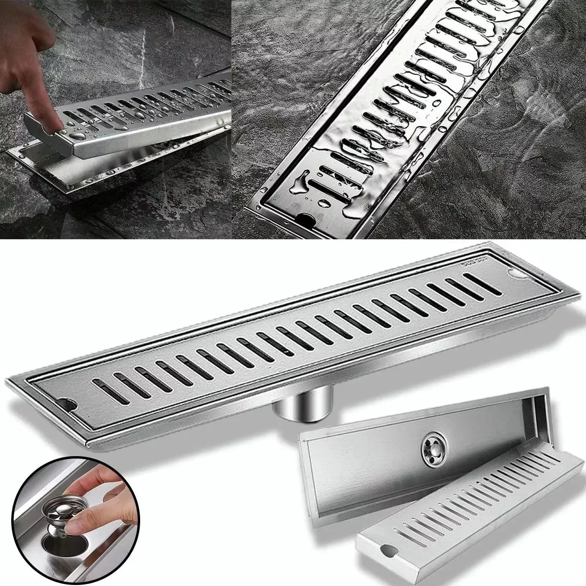 KUANGYE - Rejilla De Cubierta Drenaje Piso Ducha Acero Inoxid 10×40cm