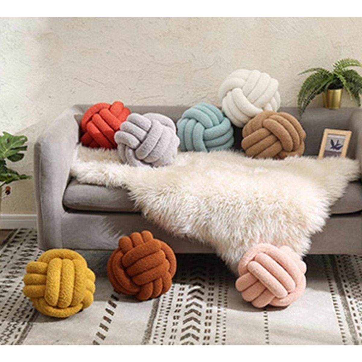 GENERICO - Cojin Decorativo Modelo Nudo Acolchado Color Amarillo