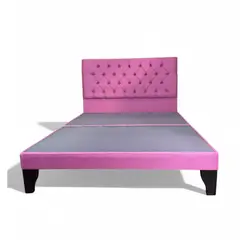 FLOBAL - Cama Europea 2 Plazas Base Dividida + Respaldo Capitones Rosa