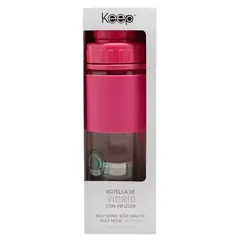 KEEP - Botella Infusora de Vidrio Rosa
