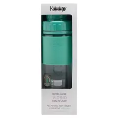 KEEP - Botella Infusora de Vidrio Turquesa