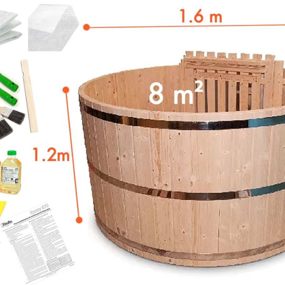 EASY EPOX - Kit Tinajas Calientes EpoxyFibraUtiles No mas Filtración para 8 m2