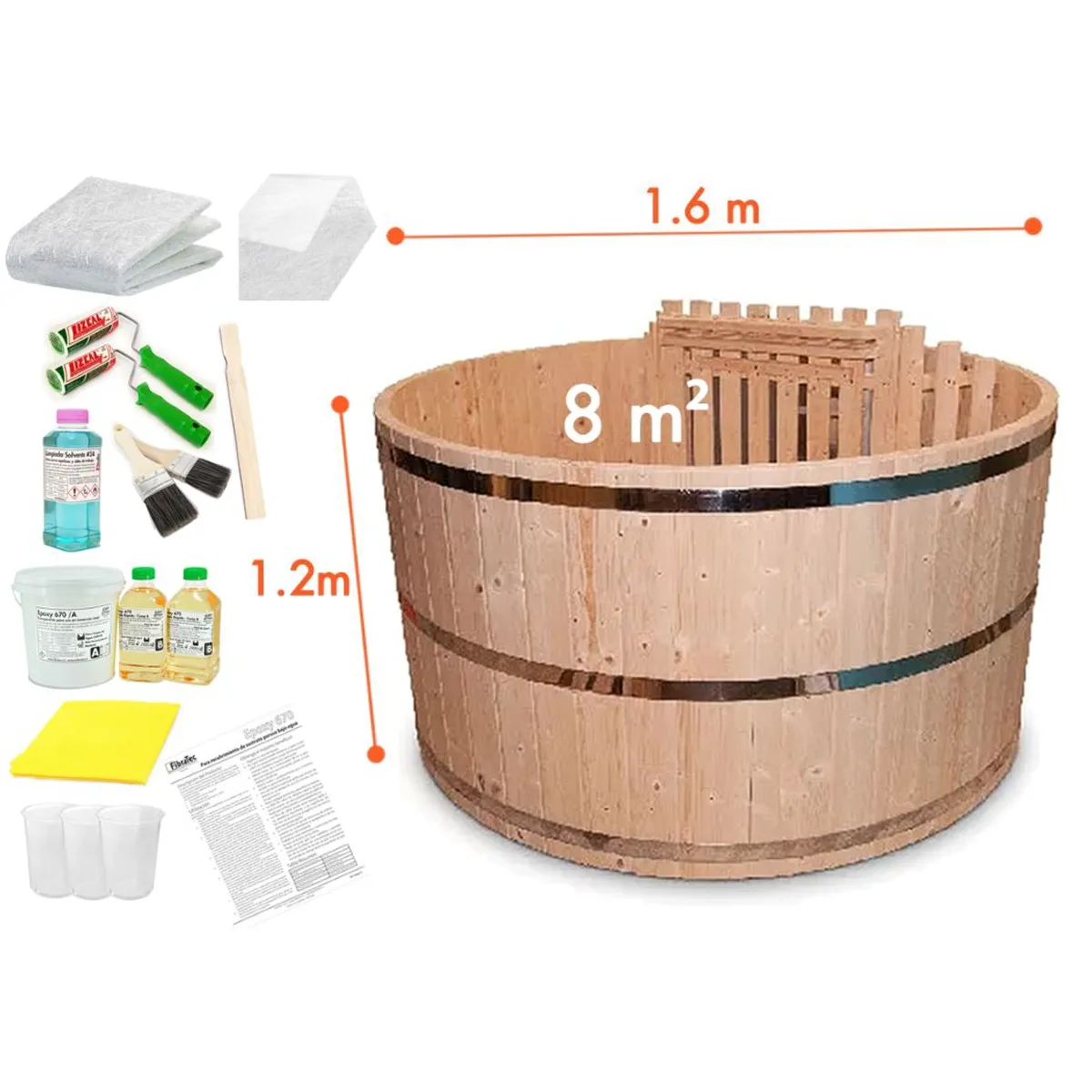 EASY EPOX - Kit Tinajas Calientes EpoxyFibraUtiles No mas Filtración para 8 m2