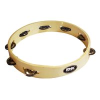 PANDERO MADERA SIMPLE 10 PULGADAS 8 SONAJAS DE METAL RMX.