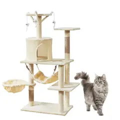 GENERICO - Torre Castillo y Rascador Para Gatos Interactivo Beige