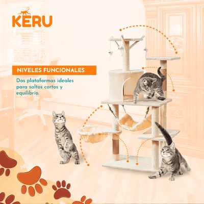 Imagen 2 del producto Torre Castillo y Rascador Para Gatos Interactivo Beige