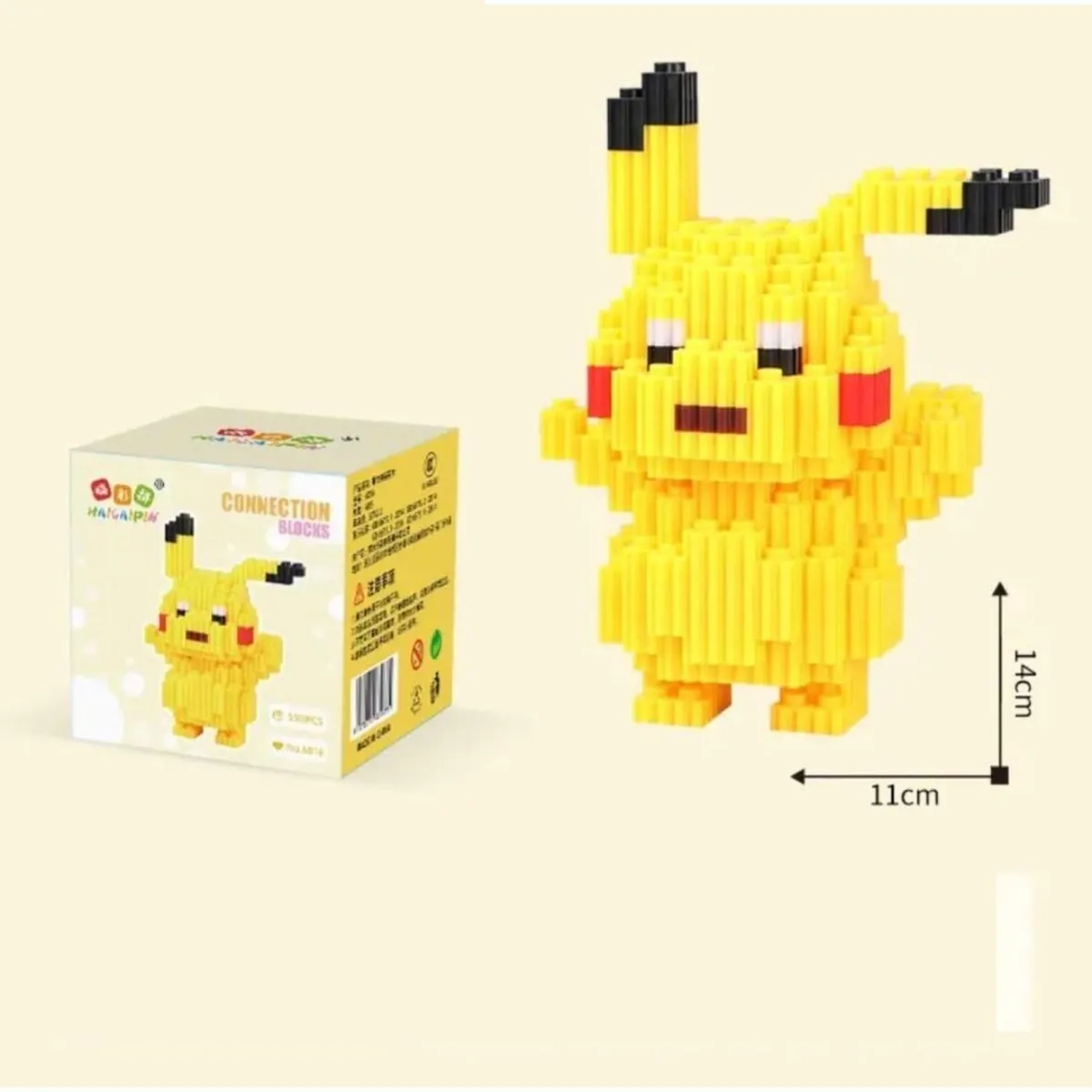 GENERICO - ARMABLE 3D MICRO BLOCKS PIKACHU 13CM 525 PIEZAS