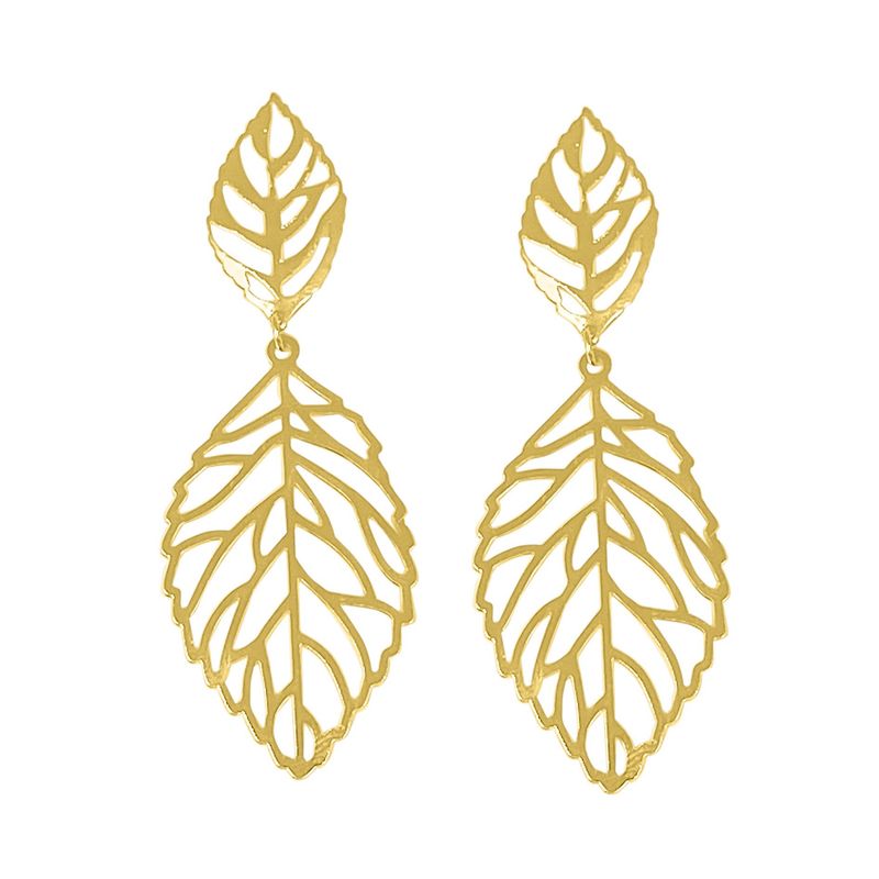 ANDREA COGGIOLA JOYAS - Aros Hojas Caladas Enchapado Oro 18K