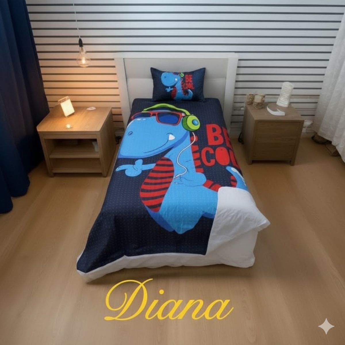 GENERICO - CUBRECAMA DE NIÑOS QUILT DE VERANO DELGADO DISEÑO INFANTIL DINO MUSIC 1.5 PLAZA