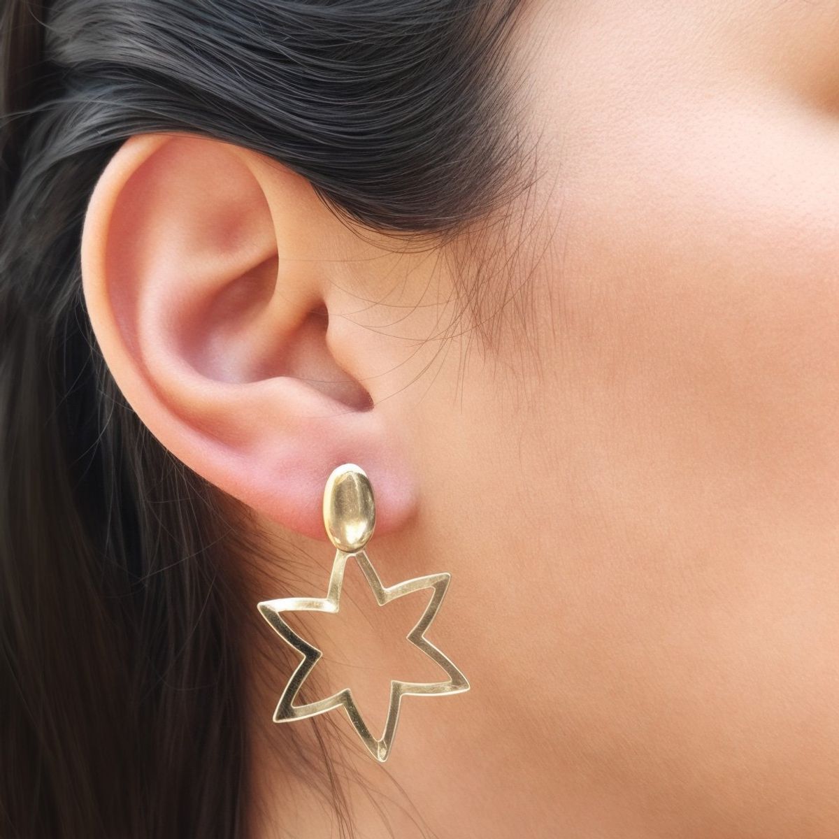 COGGIOLA - Aros Estrella Calada Colgante Enchapado Oro 18K