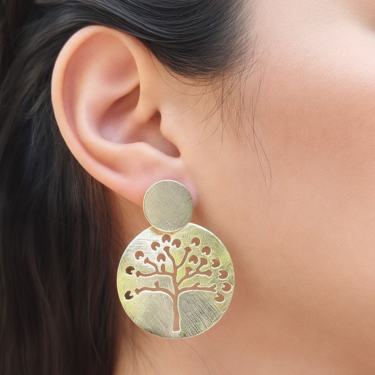 ANDREA COGGIOLA JOYAS - Aros Martina Árbol de la Vida Enchapado Oro 18K