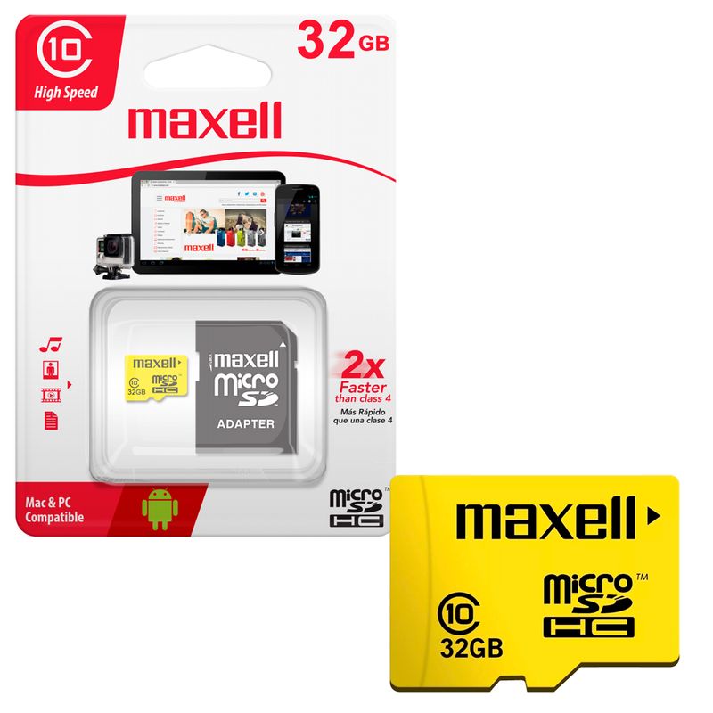MAXELL - Tarjeta de memoria MicroSD 32GB Maxell + Adaptador 90MB/s