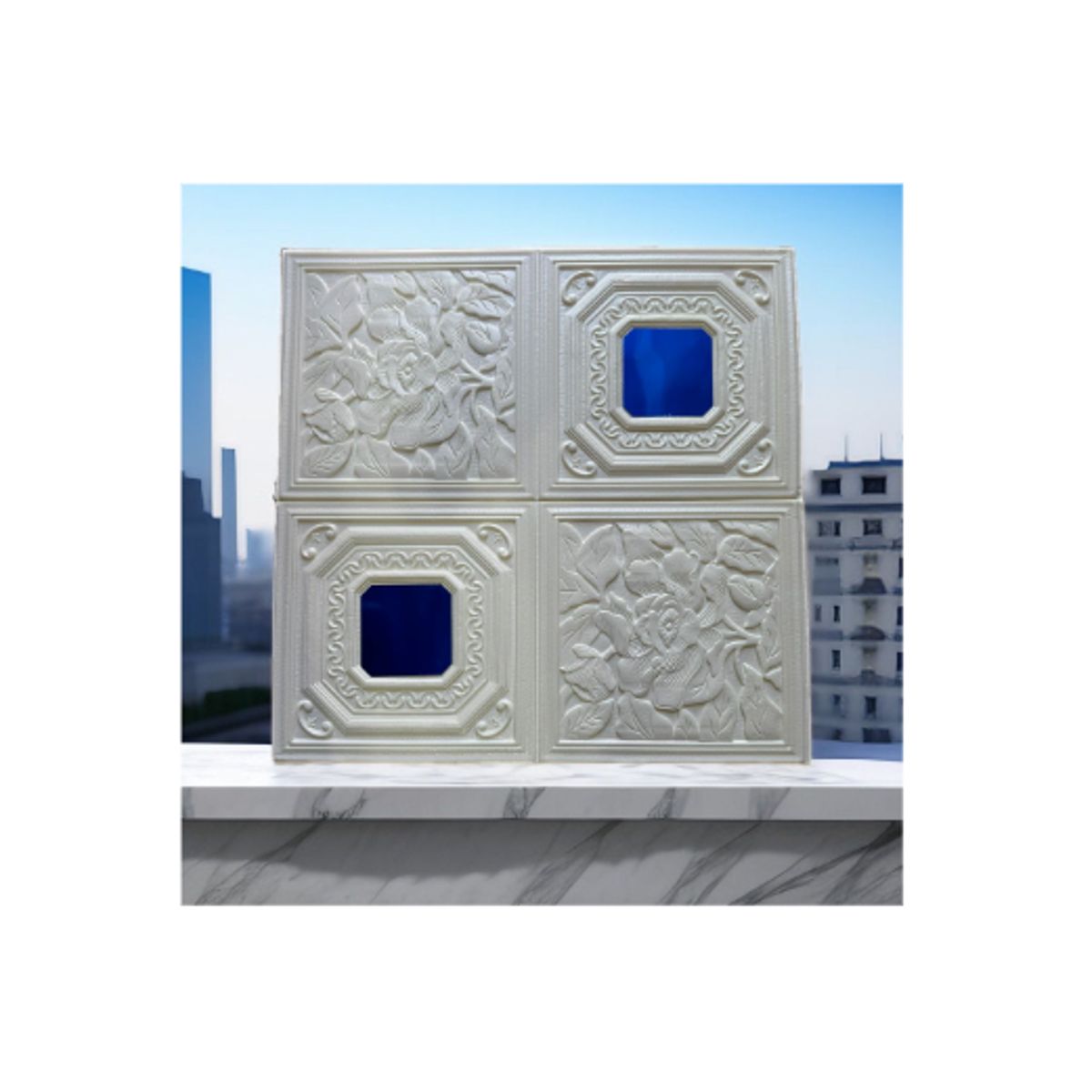 GENERICO - Lamina 3D Panel Autoadhesivas 70x70 Cielo o Muralla Flor Y Punto Azul