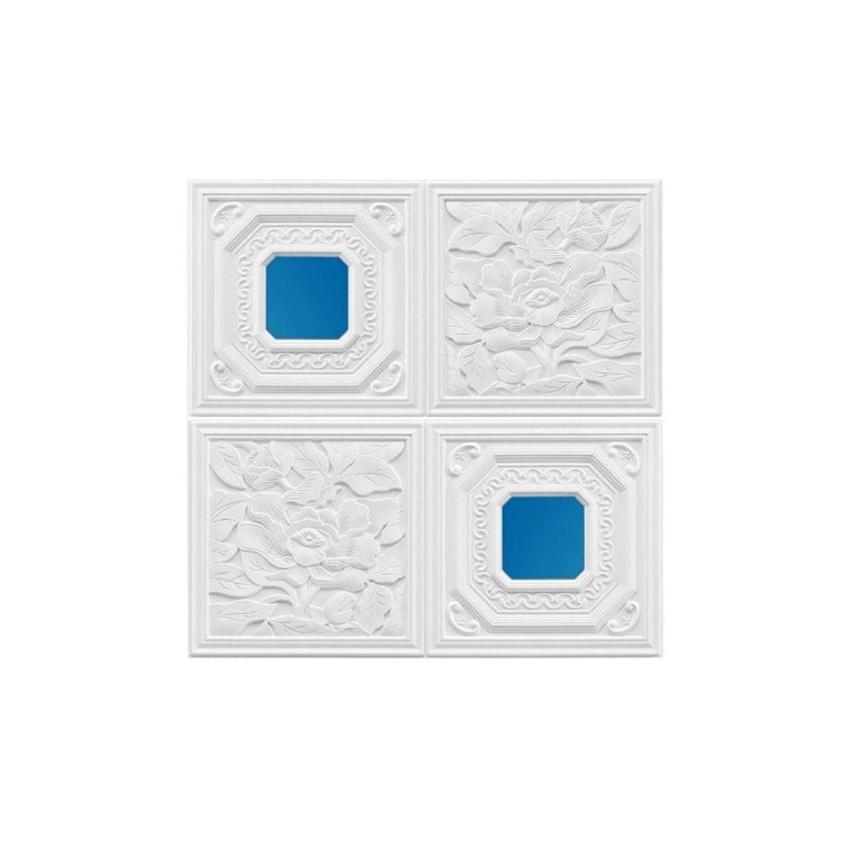 GENERICO - Lamina 3D Panel Autoadhesivas 70x70 Cielo o Muralla Flor Y Punto Azul