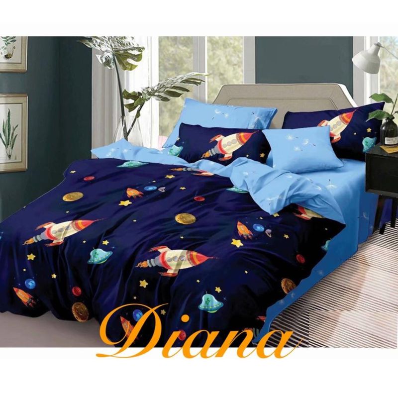 GENERICO - Cubrecama Cobertor Quilt de verano 1,5 Plaza diseño viaje espacial