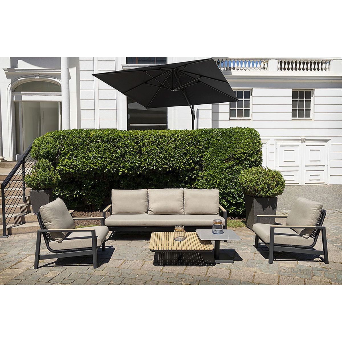 ROSEN - Living de Terraza Rosen Maldivas 5 Piezas Gris