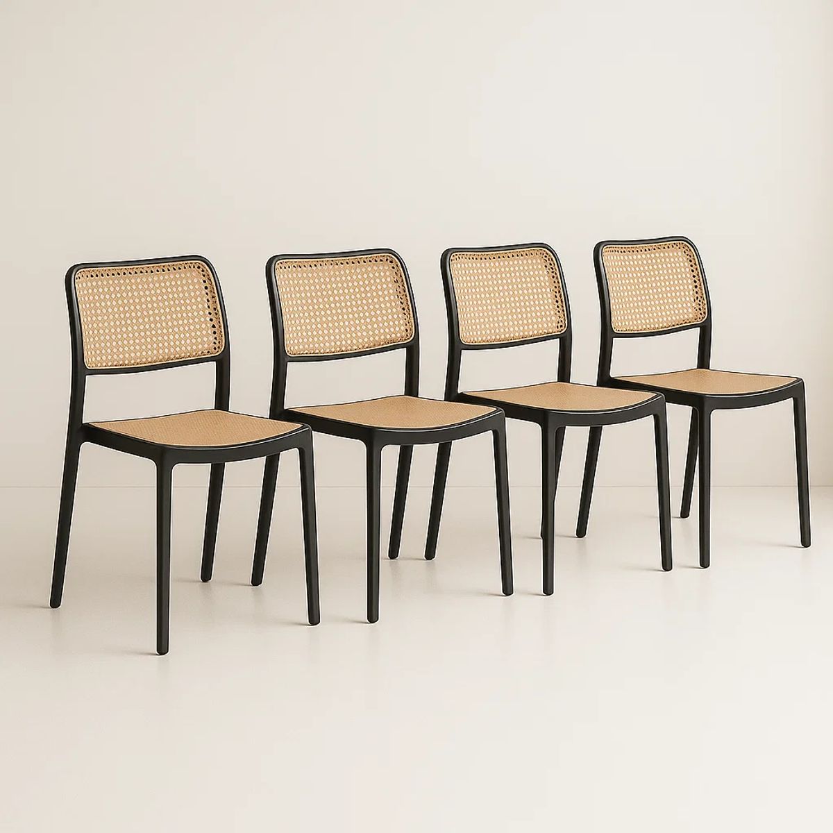 KLIK - Pack de 4 Sillas de Terraza Enrejadas - Negras KLIK