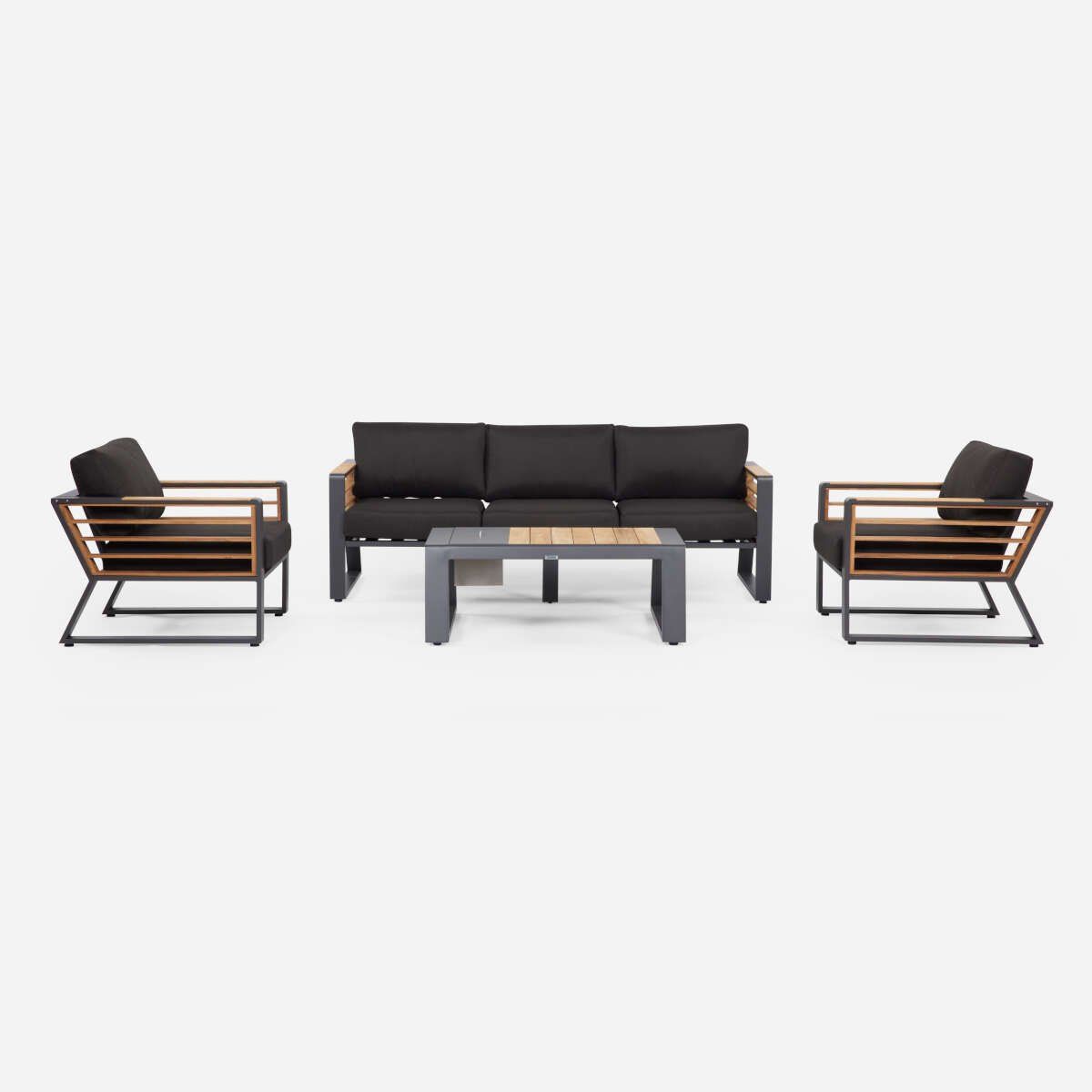 ROSEN - Set living de Terraza Rosen Marasusa II 4 Piezas Negro