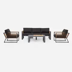 ROSEN - Set living de Terraza Marasusa II 4 Piezas Negro