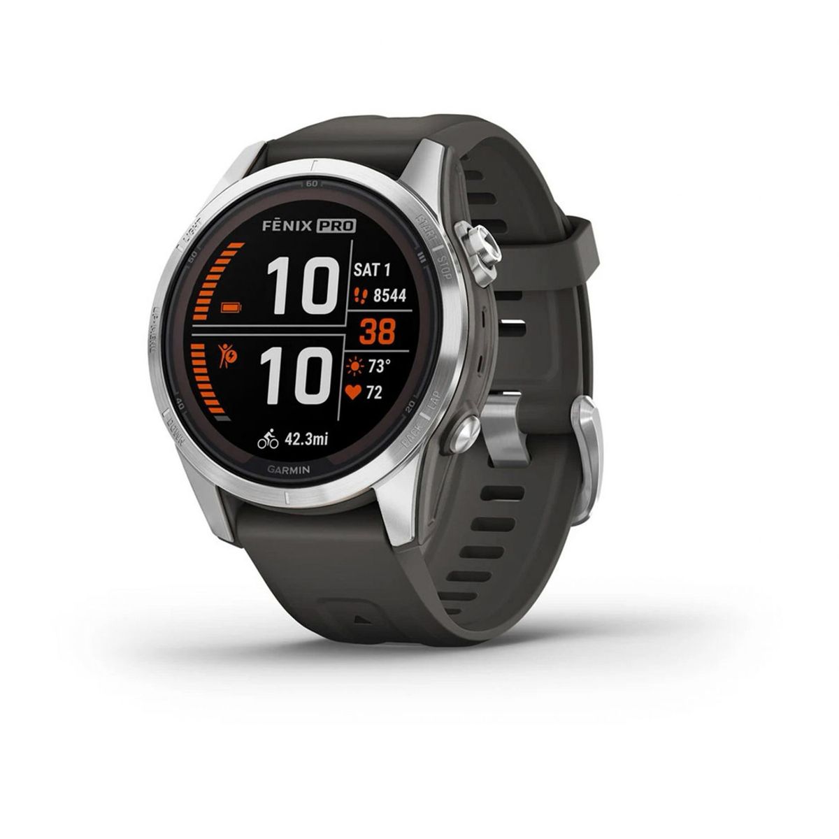 GARMIN - Smartwatch fenix 7S Pro - Solar Pass Steel w/Gray Band GARMIN