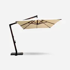 ROSEN - Quitasol Fibra Vidrio Cuadrado 3X4X8 con Pedestal Café