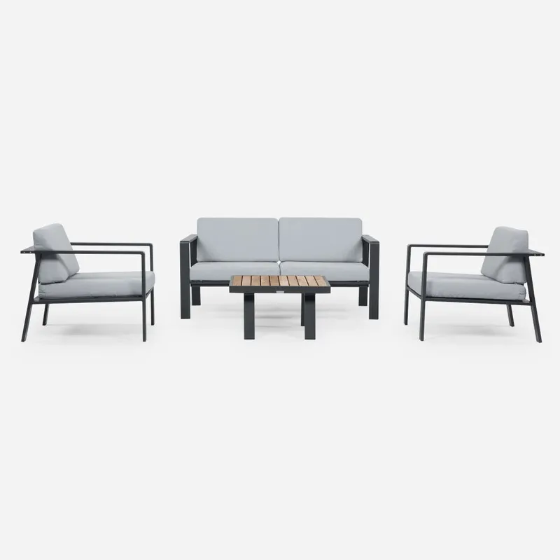 ROSEN - Living de Terraza Rosen Natadola 2 Cuerpos - 4 Piezas Gris