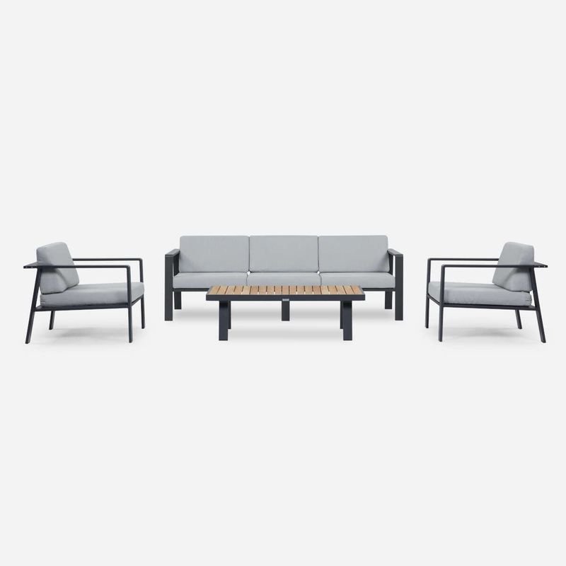 ROSEN - Living de Terraza Rosen Natadola 3 Cuerpos - 4 Piezas Gris