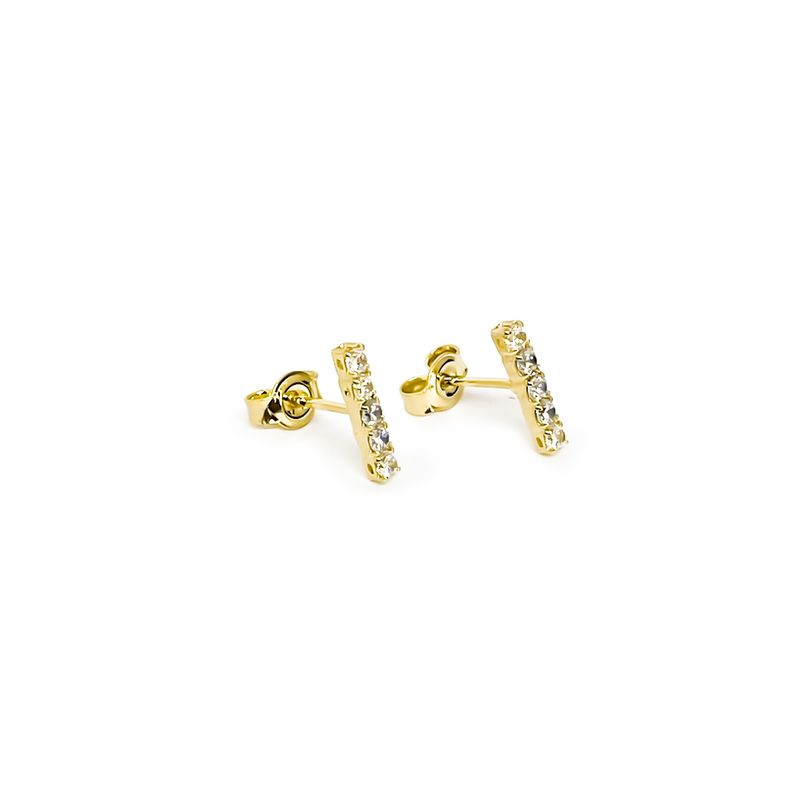 ANDREA COGGIOLA JOYAS - Aros Barra Circón Enchapado Oro 18K