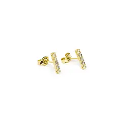 ANDREA COGGIOLA JOYAS - Aros Barra Circón Enchapado Oro 18K