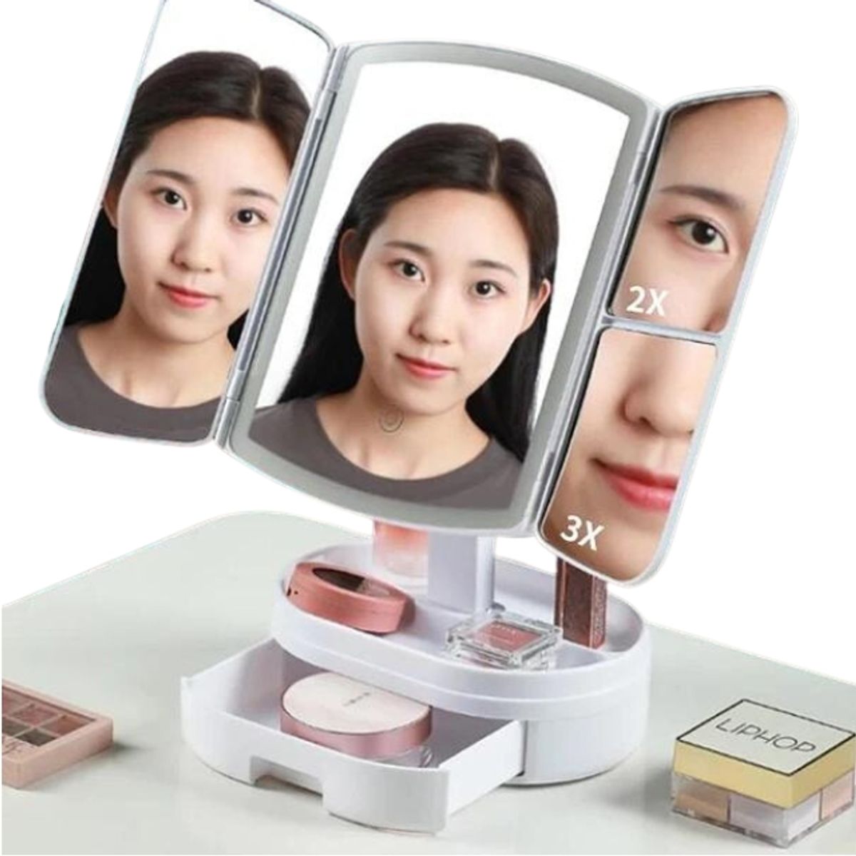 GENERICO - Maquillaje Tocador Espejo de 3 pliegues