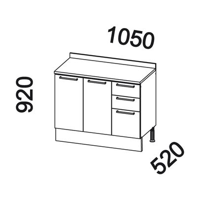 Imagen 2 del producto Mueble base con cubierta 105x92x52 cm grafito