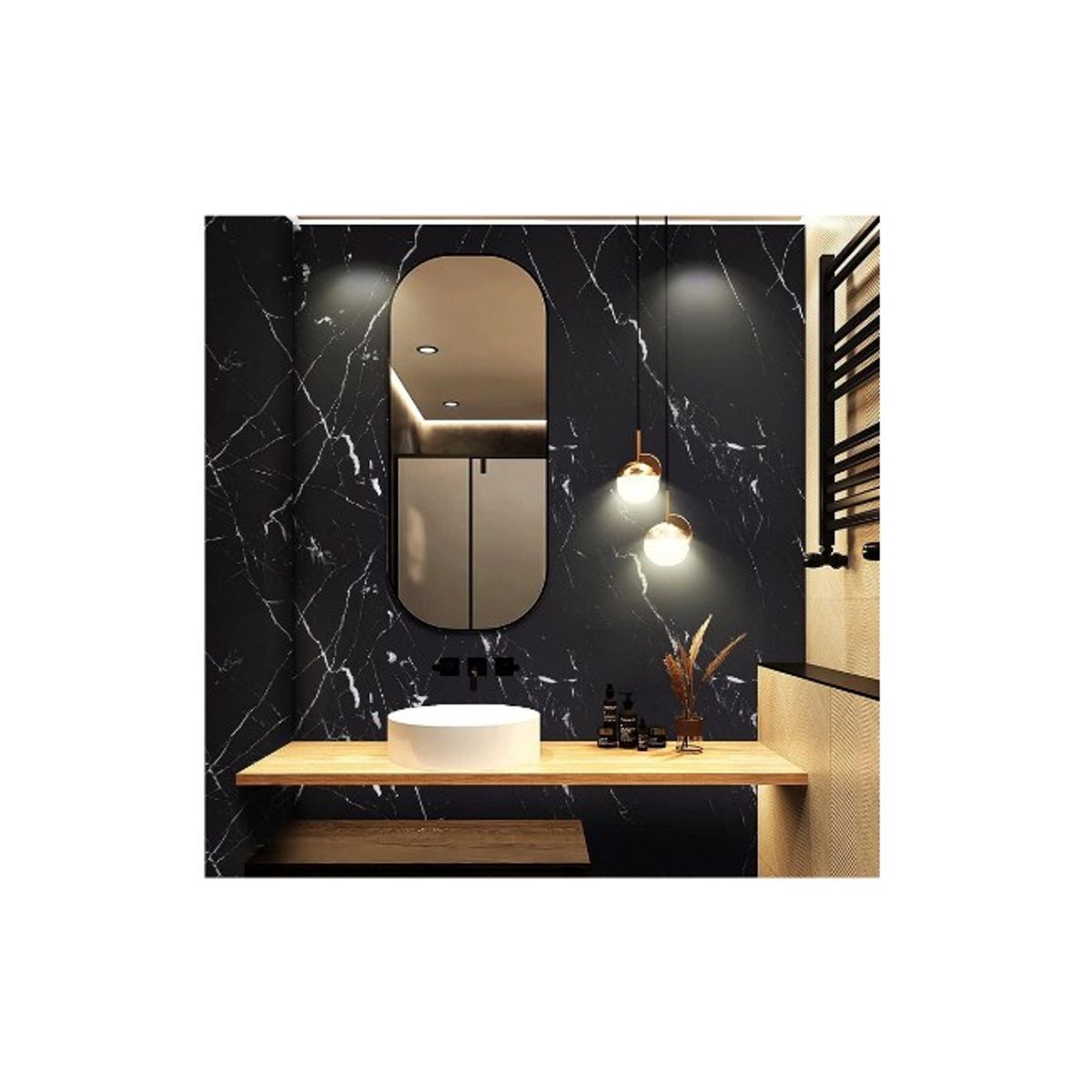 GENERICO - Pack 10 pegatinas marmol negro, baño, cocina, comedor, azulejos 60x30