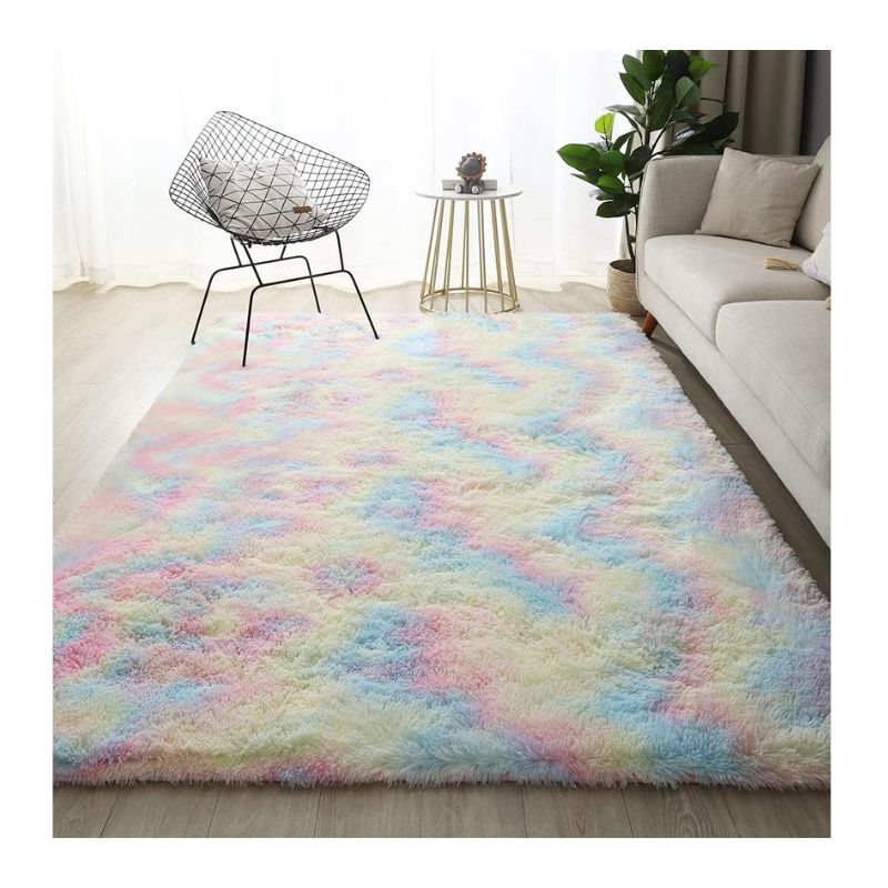 GENERICO - Alfombra Peluda Para Living  Arcoiris  180x200cm