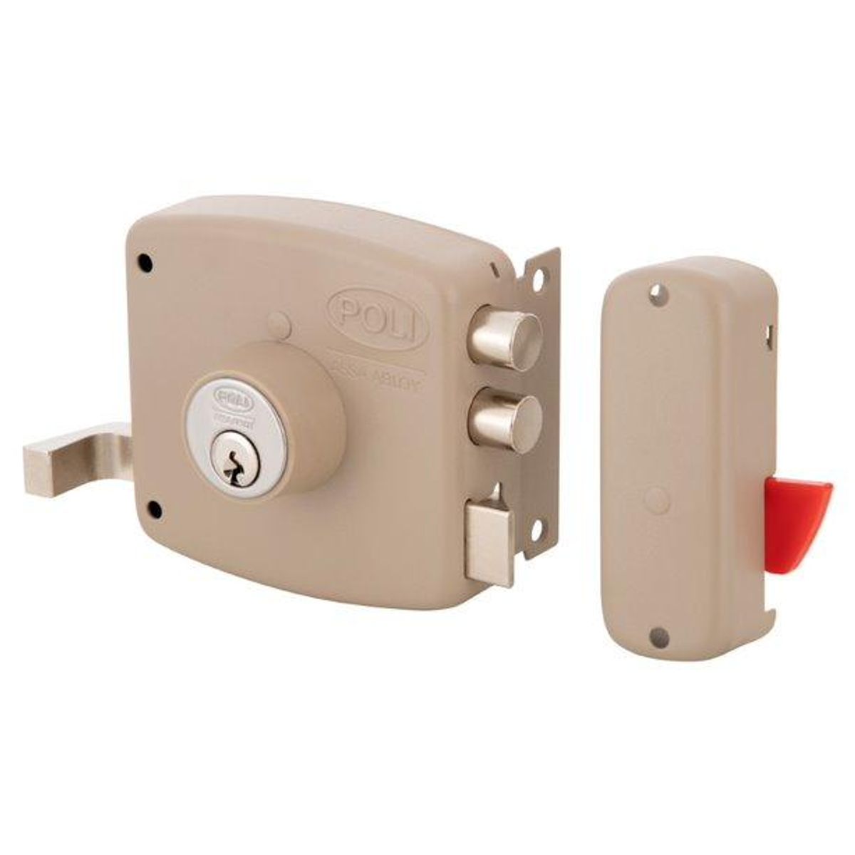POLI - Cerradura Sobreponer Poli Bandera Puerta Beige