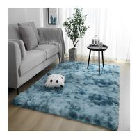 Alfombra Peluda Para Living Azul Jaspeado 180x200cm