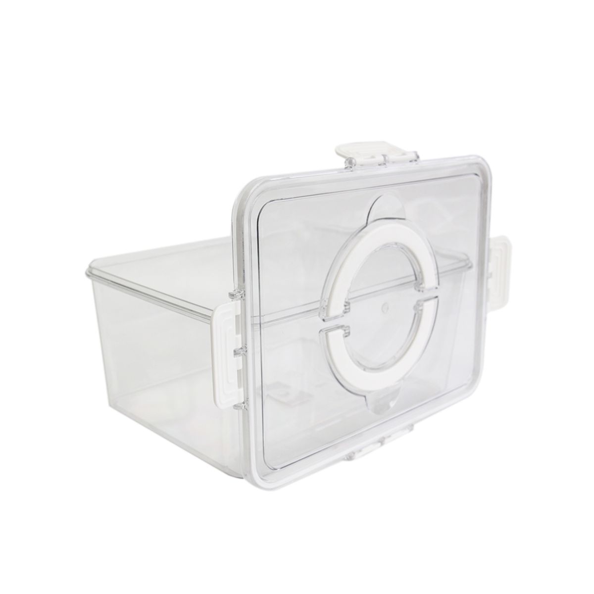 NEWTREE - Organizador de Refrigerador Acrílico Con Tapa y Asas Blanco