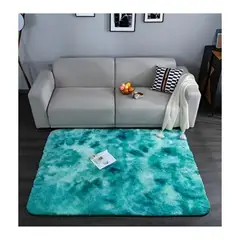 GENERICO - Alfombra Peluda Para Living Turquesa Jaspeado 180x200cm