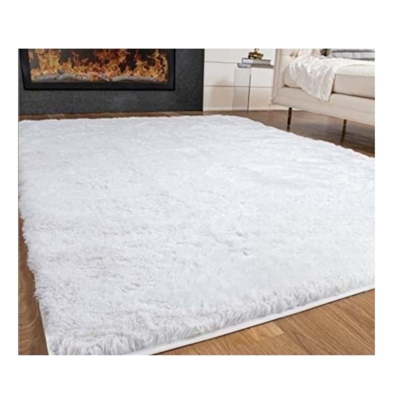 GENERICO - Alfombra Peluda Para Living  Blanco 180x200cm