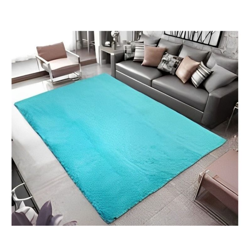 GENERICO - Alfombra Peluda Para Living  Celeste 180x200cm