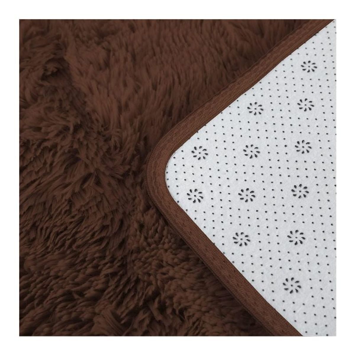 GENERICO - Alfombra Peluda Para Living  Marrón 180x200cm