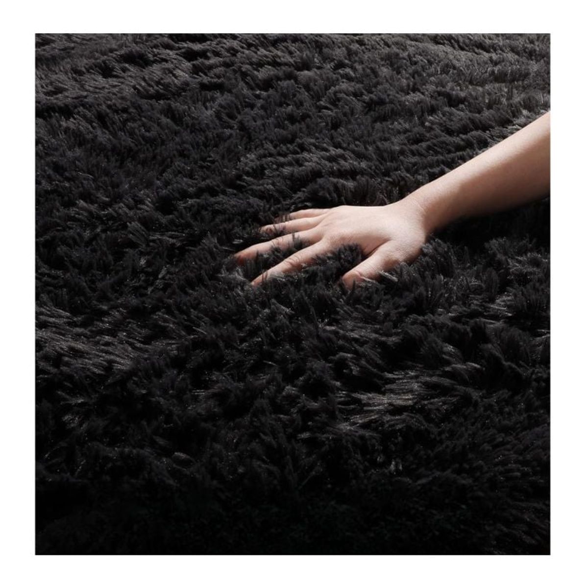 GENERICO - Alfombra Peluda Para Living  Negro 180x200cm