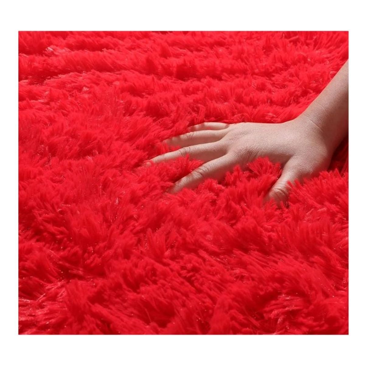 GENERICO - Alfombra Peluda Para Living  Rojo  180x200cm